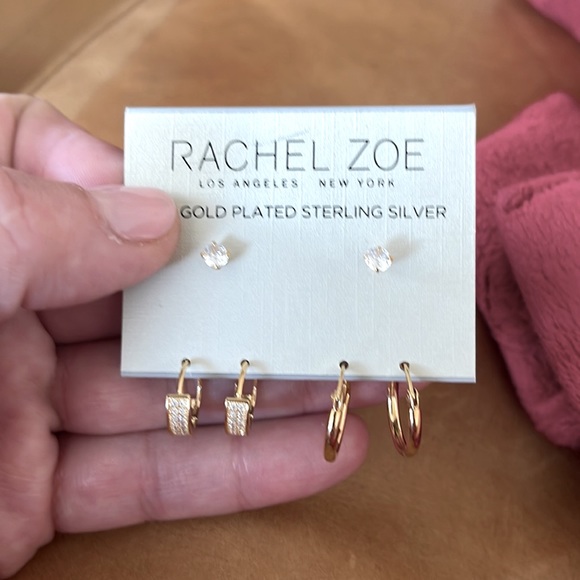 Rachel Zoe Jewelry - Rachel Zoe 18K Gold Plaited Sterling Earrings 3 pairs
